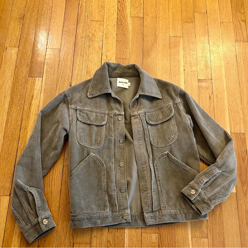 Rudy Jude Corduroy Trucker Jacket - Moss, Small. Like new!